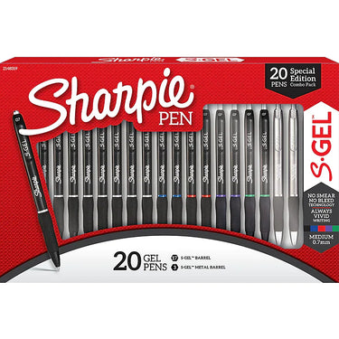 Sharpie S-Gel Retractable Gel Pens, Medium Point, Assorted Inks, 20/Pack (2148319)